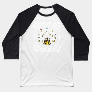 Three Handbells Tree Of Music White Swirl Art Nouveau Pattern Baseball T-Shirt